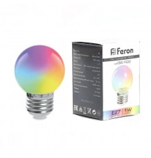 Лампа светодиодная LB-37 (1W) 230V E27 RGB для белт лайта G45 матовый быстрая смена цвета  38126  Feron