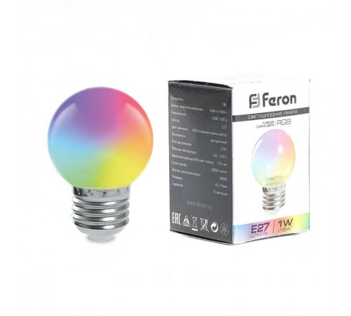 Лампа светодиодная LB-371 (3W) 230V E27 RGB для белт лайта G60 матовый быстрая смена цвета  38127  Feron