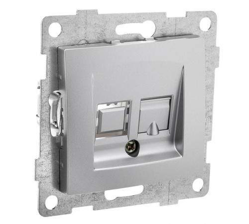 Bravo Розетка телефонная RJ12, одинарная, СУ, серебро  С10Т1-004  GUSI Electric