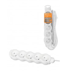 Удлинитель бытовой "Люкс" 5 гнезд, 10 м, б/з, с з/ш, ПВС 2х1,0 мм2, 10 А, 250 В, 2400 Вт  SQ1303-4015  TDM