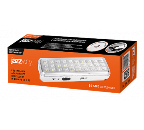 Фонарь Accu9-L30-wh (бел.), Li-Ion  .5024533  Jazzway