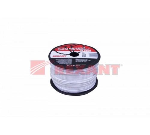 Провод ПГВА REXANT 1х0.75 мм, белый, бухта 100 м 01-6501  REXANT
