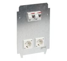 Панель монтажная CWB6, оцинкованная сталь, 2xSchuko, 2хВА 16А, 2хВДТ 30мА, клемма заземления  2CMA177370R1000  ABB