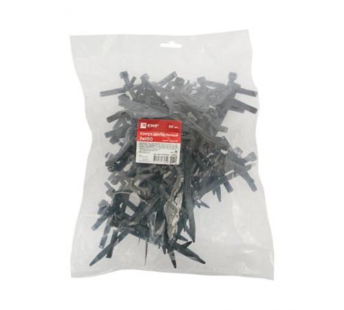 Хомут дюбельный черный (7х150) (50шт.) EKF PROxima  plc-nst-7.2x150b  EKF