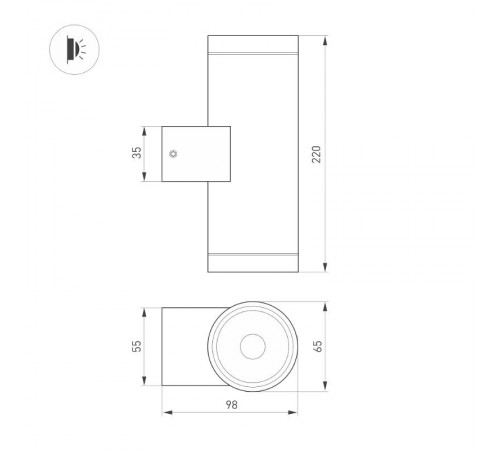 Светильник LGD-RAY-WALL-TWIN-R65-2x12W Day4000 (GR, 6 deg, 230V) (Arlight, IP65 Металл, 3 года) 044232 Arlight