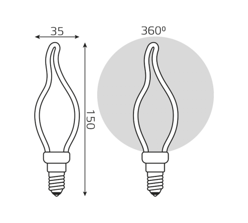 Лампа светодиодная LED Filament Bulbless CT35 Milky E14 4W 330lm 2700K 35*150mm 1/10/100  1000801104  Gauss