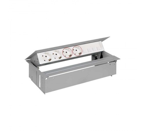 Врезной x6 розеточный блок, планка, 2x2P+E, 2x2P+E UPS, 4хRJ45, алюминий, S400  45602240-133  Simon