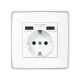 Накладка для розетки Schuko с зарядным устройством 2хUSB белого цвета S82  8200049-030  Simon