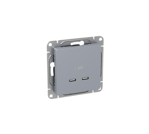 Механизм розетки USB-C - 2шт, алюминий Эпика EKF  UP1-SOA-2USBC  EKF