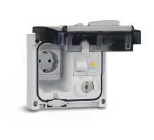 Розетка панельная. АВДТ (16А, 10мА, 3,5 кА). Защита IP56 с вставленной вилкой  DIS4093407  DKC