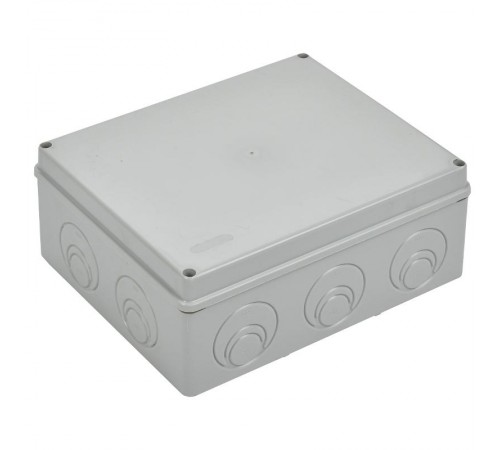 Коробка распределительная КМ41342 для о/п 240х195х90 мм IP55 (RAL7035, монт. плата, кабельные вводы 5 шт)  UKO10-240-195-090-K52-55  IEK