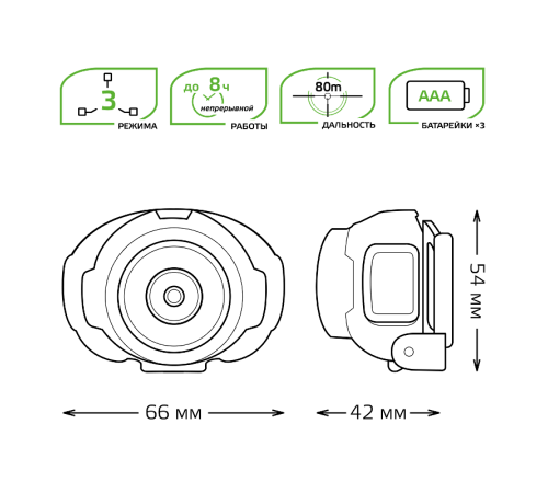 Фонарь налобный GFL303 4W 230lm 3xAAA LED 1/12/60  GF303  Gauss