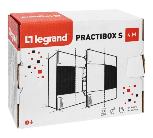 Practibox S Пластиковый щиток Навесной 1X4 Белая дверь  134604  Legrand