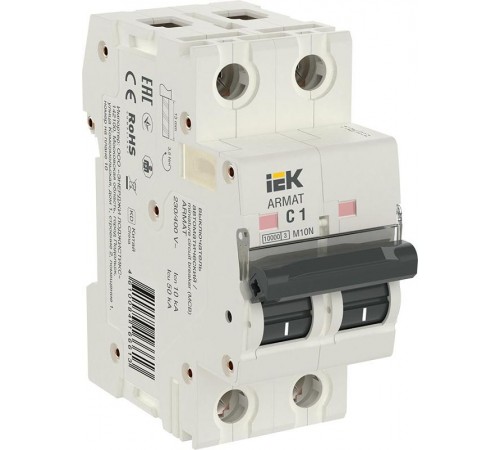 Выключатель автоматический двухполюсный M10N 2P C 1А 10кА ARMAT  AR-M10N-2-C001  IEK