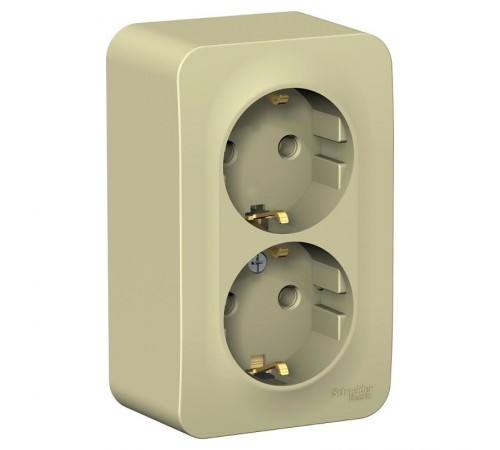 Blanca Бежевый О/У с изолирующей пластиной Розетка 2-ая с заземл. без шторок 16А, 250В  BLNRA010217  SE