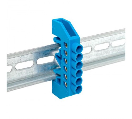 Шина "0" N (6x9мм) 6 отв. латунь синий нейл. корп. комбинир. розн. стикер  sn0-63-06-dn-r  EKF