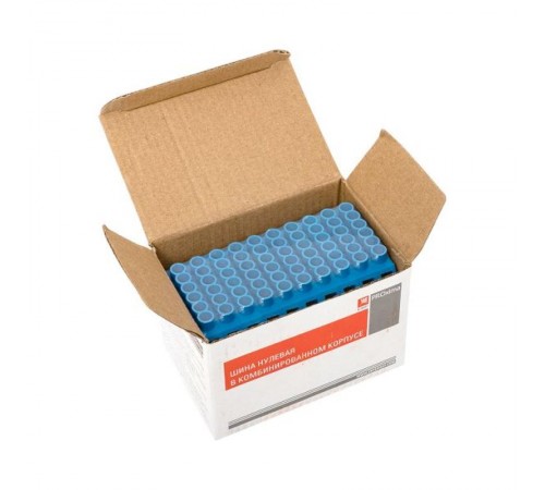 Шина "0" N (6x9мм) 6 отв. латунь синий нейл. корп. комбинир. розн. стикер  sn0-63-06-dn-r  EKF