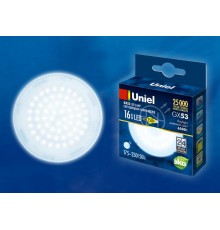 Лампа светодиодная LED-GX53-16W/6500K/GX53/FR PLZ01WH LED, матовая. 6500K  UL-00005315  Uniel