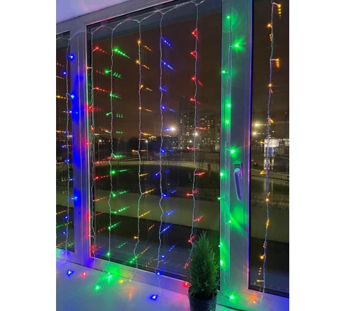 Гирлянда светодиодная  Дождь/Занавес 1,8 м*1,5 м мультиколор 8 режимов,  ENIZ-01M  , 220V, IP20 (60/720)  Б0041900  ЭРА