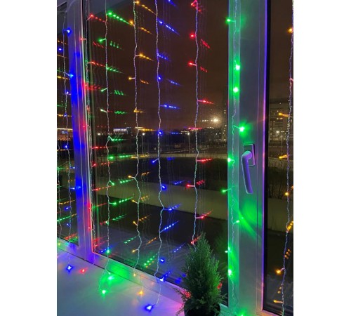 Гирлянда светодиодная  Дождь/Занавес 1,8 м*1,5 м мультиколор 8 режимов,  ENIZ-01M  , 220V, IP20 (60/720)  Б0041900  ЭРА