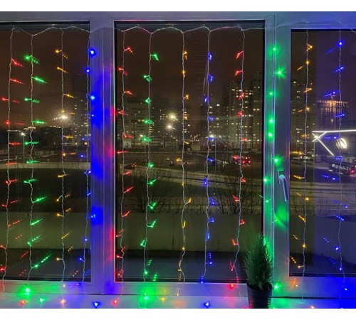 Гирлянда светодиодная  Дождь/Занавес 1,8 м*1,5 м мультиколор 8 режимов,  ENIZ-01M  , 220V, IP20 (60/720)  Б0041900  ЭРА