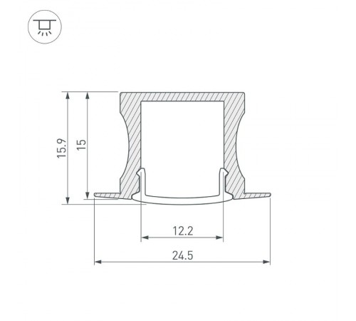 Профиль с экраном ALU-SLIM-H15-F-2000 ANOD+FROST  018243  Arlight