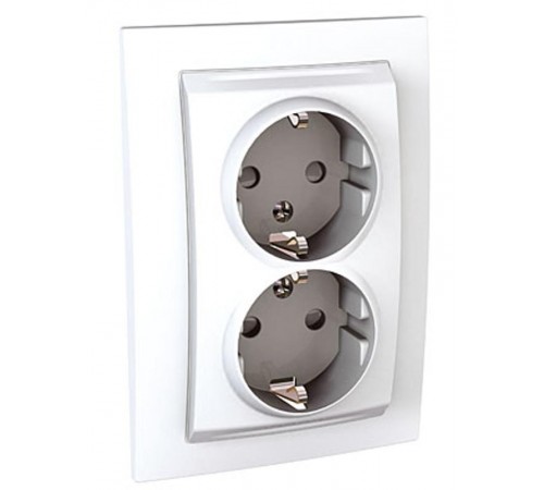 Unica Белый Розетка 2-ая с/з с защитными шторками винт. зажим, литая  MGU23.067.18D  Schneider Electric