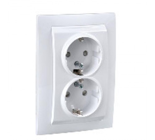 Unica Белый Розетка 2-ая с/з с защитными шторками винт. зажим, литая  MGU23.067.18D  Schneider Electric