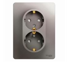 Glossa Платина Розетка 2-ая с заземлением со шторками (в сборе)  GSL001226  SE