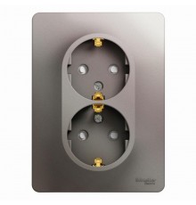 Glossa Платина Розетка 2-ая с заземлением со шторками (в сборе)  GSL001226  SE