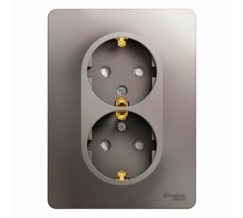 Glossa Платина Розетка 2-ая с заземлением со шторками (в сборе)  GSL001226  SE