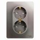 Glossa Платина Розетка 2-ая с заземлением со шторками (в сборе)  GSL001226  SE