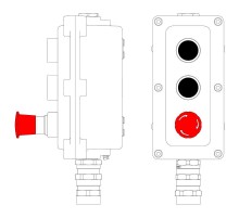 Взрывонепроницаемый пост управления из алюминия LCSD-03-B-MC-P1B(11)x1-P1B(11)x1-P6R(11)x1-PCMB-KA3MHK  LCSD21000112  DKC