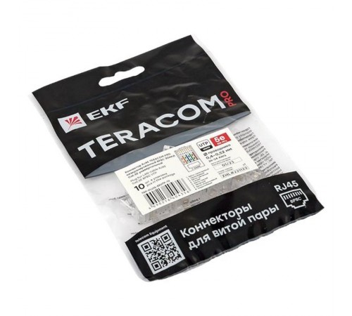 Коннектор RJ-45 TERACOM PRO неэкранированный 8P8C 30мкд Cat.5E универсальный (упак.10шт)  TRP-PLUG-5EUTP-10  EKF