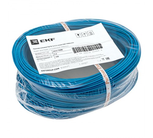 Провод силовой ПуГВ 1х1,5 синий  wire-100B  EKF