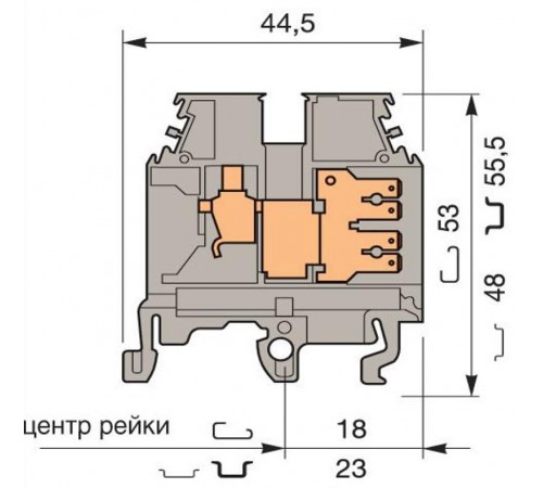 Клемма M4/6.2G.N винт 4мм.кв., 2 quick connect (fast on) 6,3x0,8 мм, синяя  1SNA125189R1300  TE