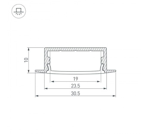 Профиль с экраном ARH-WIDE-F-H10-2000 ANOD+OPAL (Arlight, Алюминий)  036769  Arlight