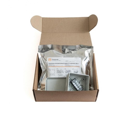 Коробка распределительная двухкомпонентная (HF) с компаундом и с 4-кл. зажимами, сечение до 1,5 мм, 80х80х40 серая IP68 PR80.0174  Промрукав