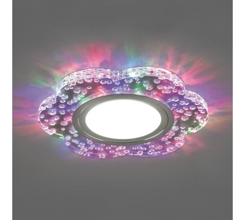 Светильник точечный встраиваемый под лампу, с LED подсветкой CD954 15LED*2835 SMD RGB, MR16 50W G5.3, "цветок", прозрачный  32540  FERON