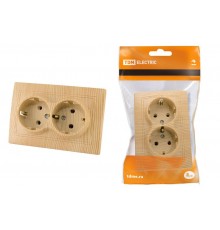 Розетка двойная 2П+З 16А 250В "ЭКО" (сосна) "Таймыр"  SQ1814-0214  TDM