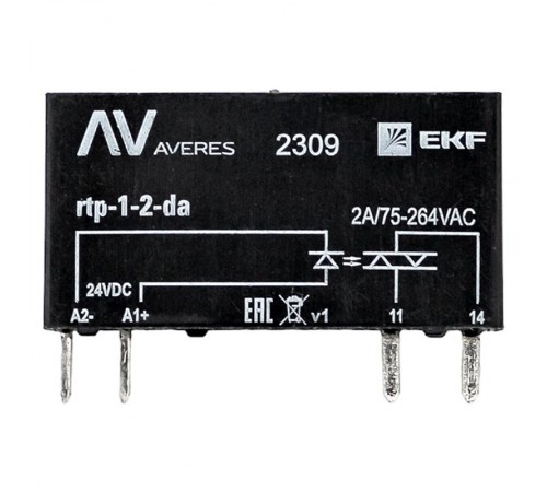 Реле твердотельное однофазное RTP 2 А, для разъема РM slim 23/1  rtp-1-2-da  EKF