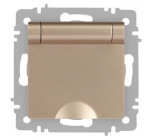 Розетка Intro Accent 6-203-04 2P+E Schuko с крышкой, 16А-250В, IP20, СУ, шампань  Б0063738  Intro