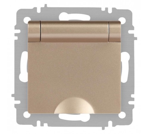 Розетка Intro Accent 6-203-04 2P+E Schuko с крышкой, 16А-250В, IP20, СУ, шампань  Б0063738  Intro