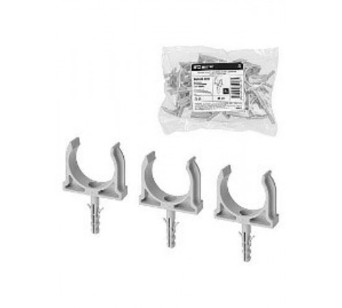 Крепеж-клипса для трубы 32 мм с дюбелем (25 шт.) серая   SQ0405-0094  TDM