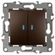 Выключатель двойной с подсветкой 12-1105-13 , 10АХ-250В,  бронза  Б0019292  ЭРА