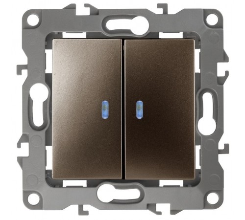 Выключатель двойной с подсветкой 12-1105-13 , 10АХ-250В,  бронза  Б0019292  ЭРА