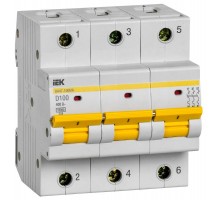 Выключатель автоматический трехполюсный ВА47-100МА без тепл. расцеп. 3P 100А 10кА D  MVA43-3-100-D  IEK