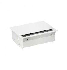 Simon S400 Врезной розеточный блок с крышкой, ввод щетка, 3x2P+E, 1 пустое отверстие, белый, Simon 400  44403000-130  Simon