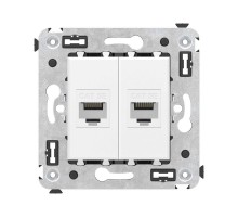 Компьютерная розетка RJ-45 без шторки в стену, кат.5е двойная, "Avanti", "Белое облако"  4400664  DKC