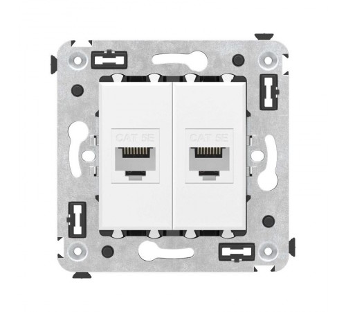Компьютерная розетка RJ-45 без шторки в стену, кат.5е двойная, "Avanti", "Белое облако"  4400664  DKC